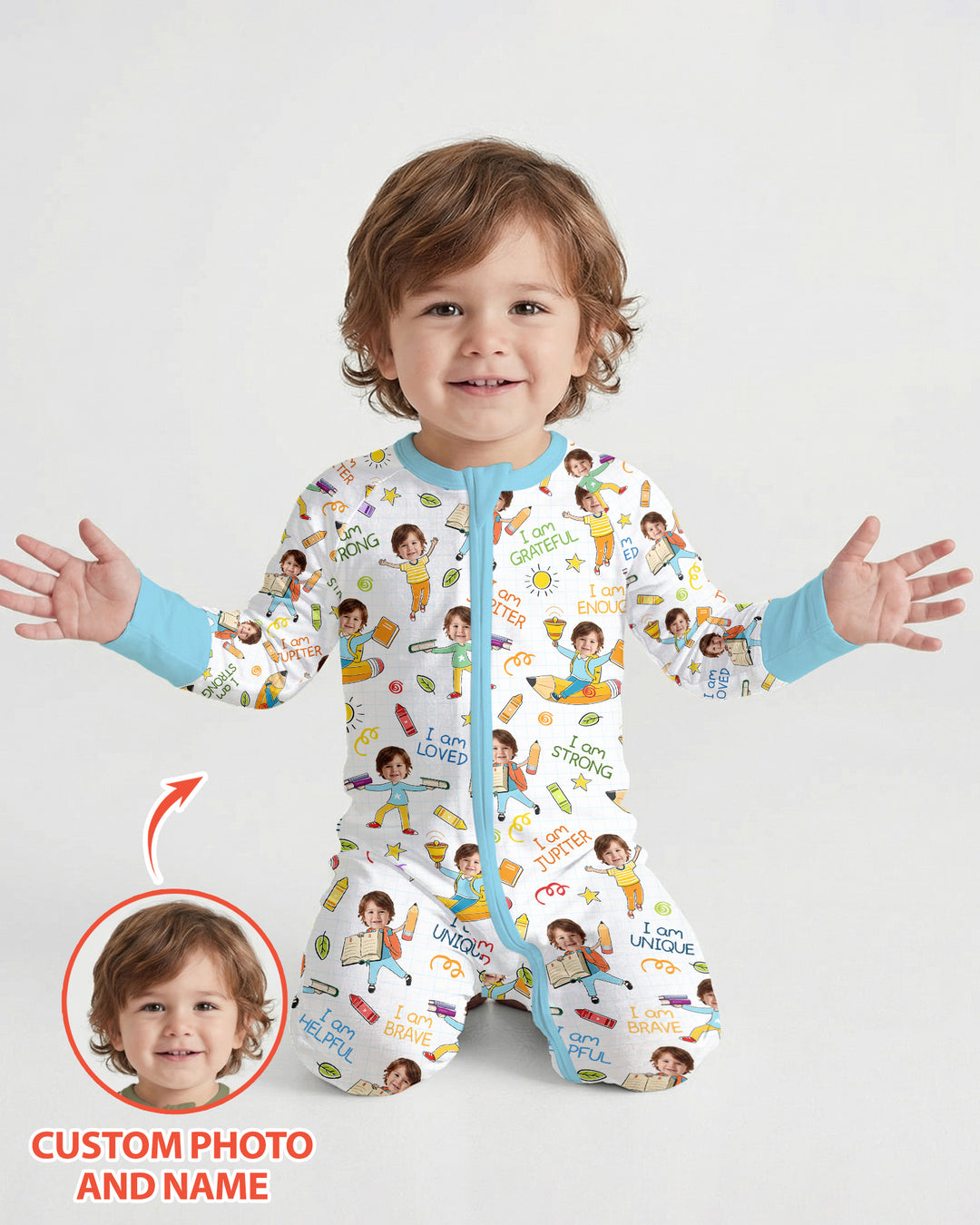 Custom Photo Kid Affirmations I Am Kind Bamboo Convertible Zippy