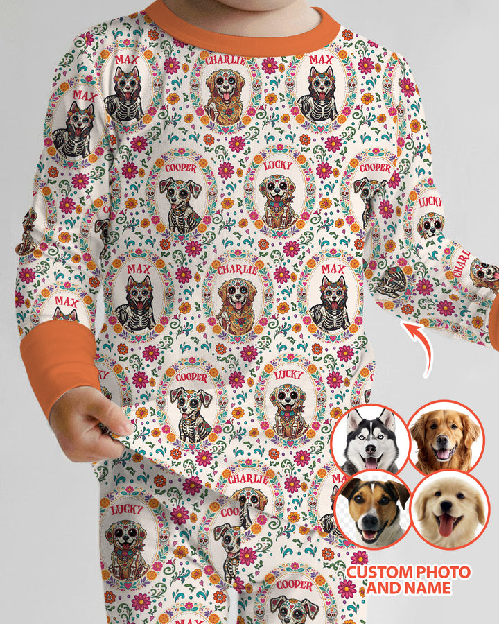 Hispanic Floral Dog Bamboo Two Piece Long Sleeve Pajama Set