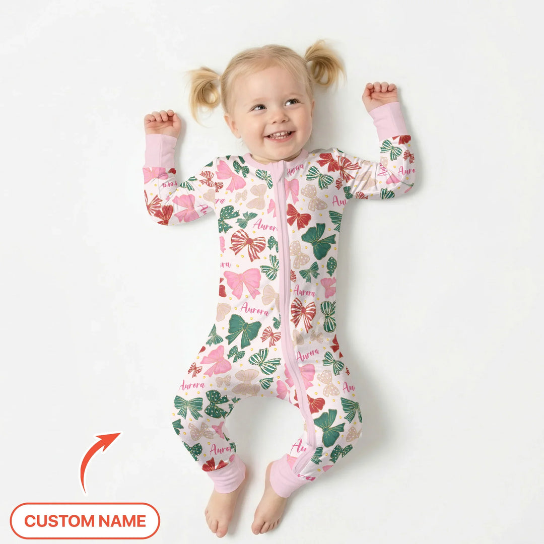 Custom Name Preppy Coquette Bows Bamboo Convertible Zippy
