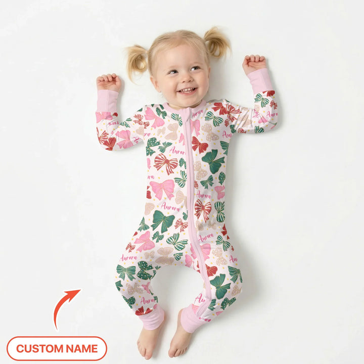 Custom Name Preppy Coquette Bows Bamboo Convertible Zippy