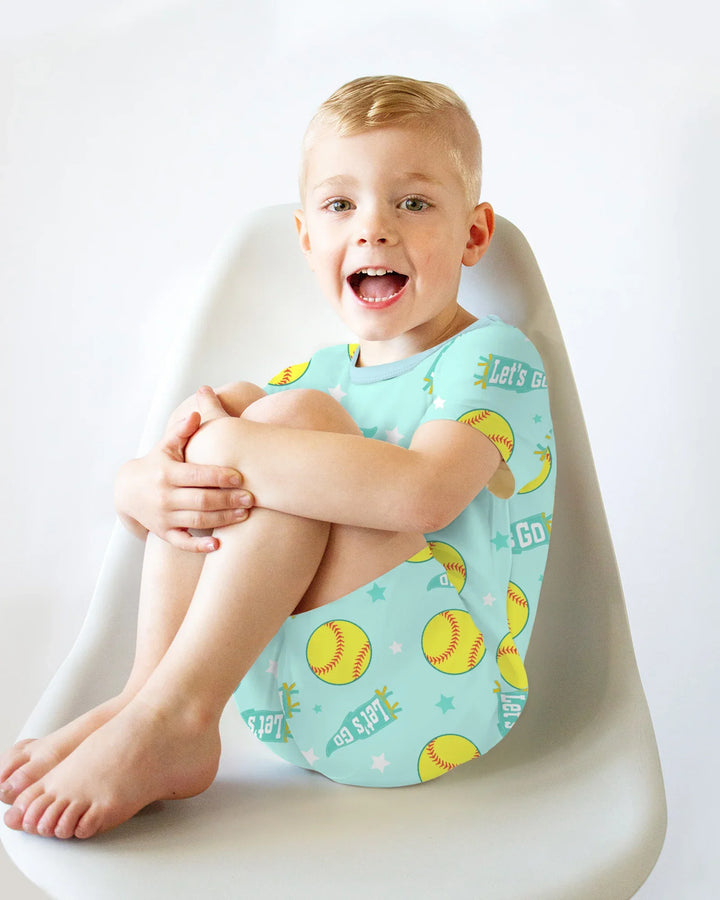 Softball Lovers Bamboo Two Piece Short Sleeve Shorts Pajama Set