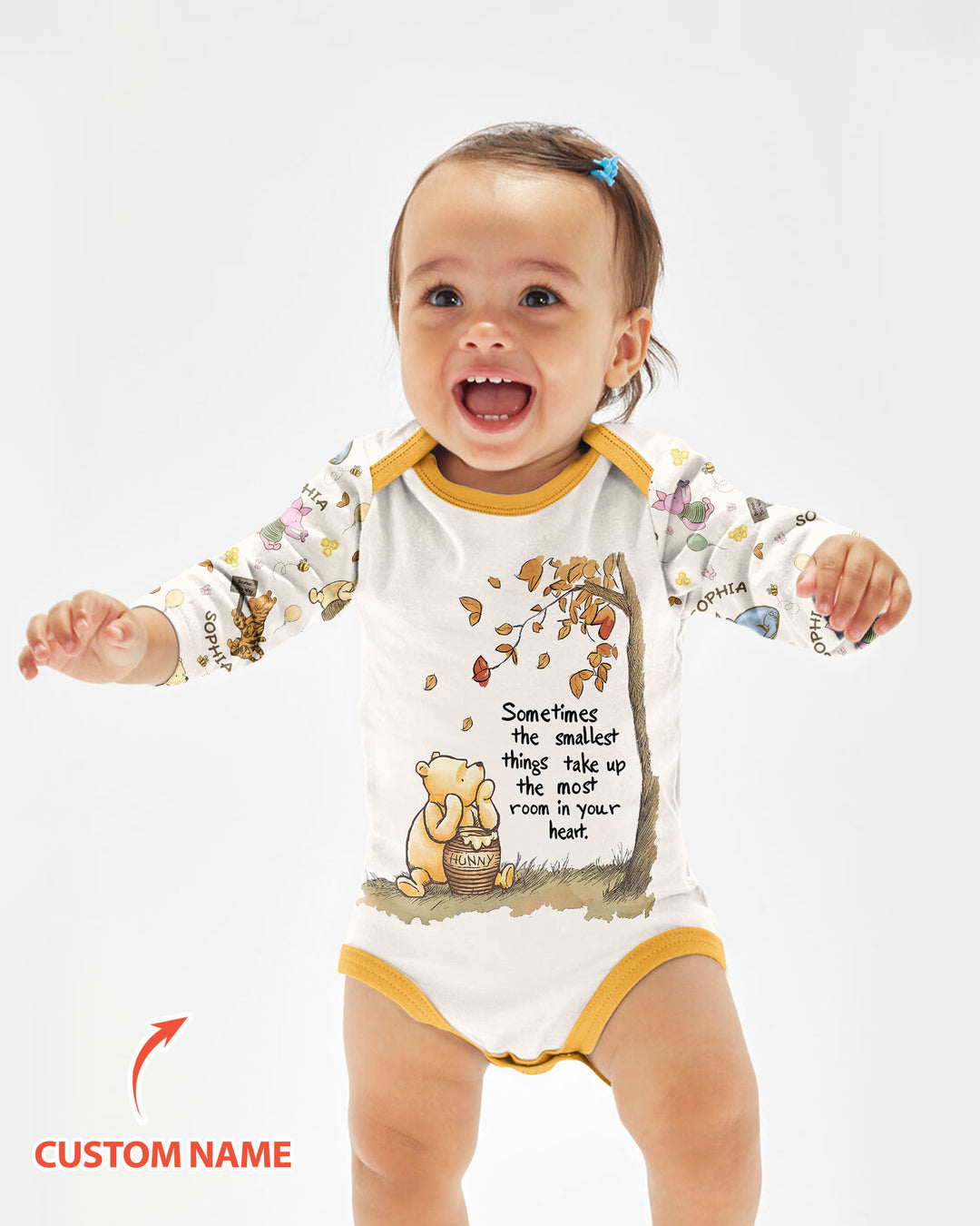 Little Things, Big Love Classic Bear Custom Name Bamboo Bodysuit