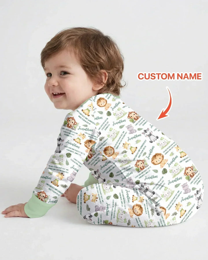 Custom Name Bible Verse Safari Animal Bamboo Convertible Zippy