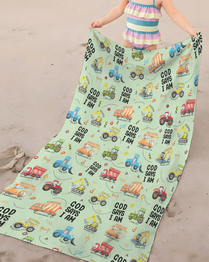 God Says I Am Boy Bamboo Beach Towel
