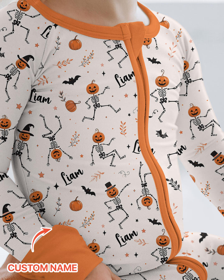 Dancing Pumpkin Skeleton Halloween Bamboo Convertible Zippy