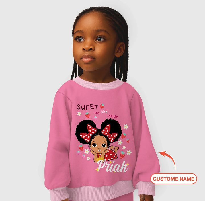 Custom Name Strawberry Girl Bamboo Crewneck Sweatshirt