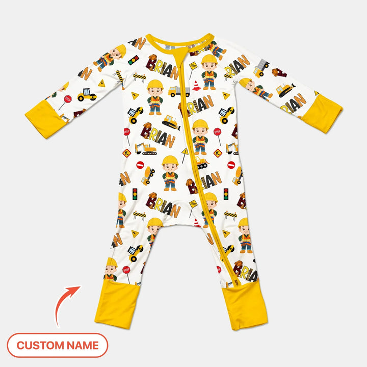 Custom Name Doodle Little Builder Bamboo Convertible Zippy
