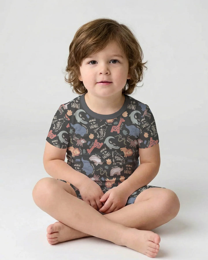 Funny African Animals Bamboo Two Piece Short Sleeve Shorts Pajama Set