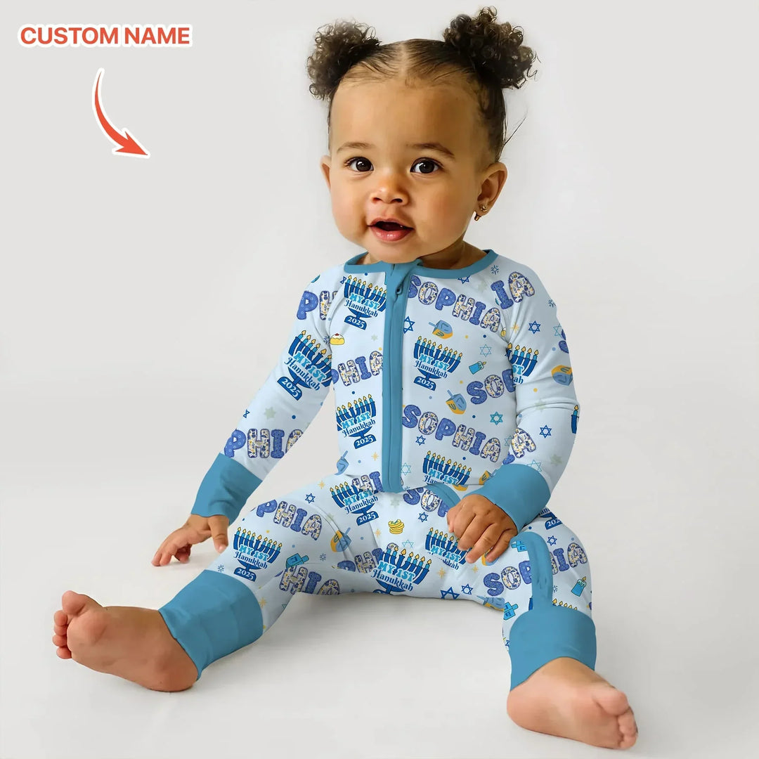 Custom name My First Hanukkah 2025 Bamboo Convertible Zippy