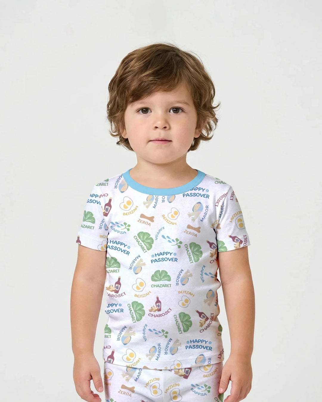 Happy Passover Matching Family Bamboo Two Piece Short Sleeve Shorts Pajama Set