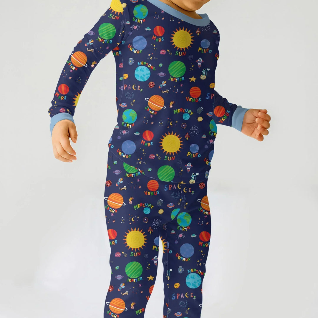 Solar Space Adventure Bamboo Two Piece Long Sleeve Pajama Set