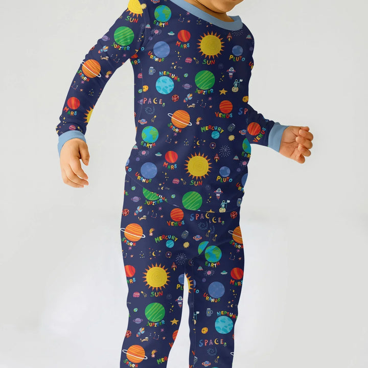 Solar Space Adventure Bamboo Two Piece Long Sleeve Pajama Set