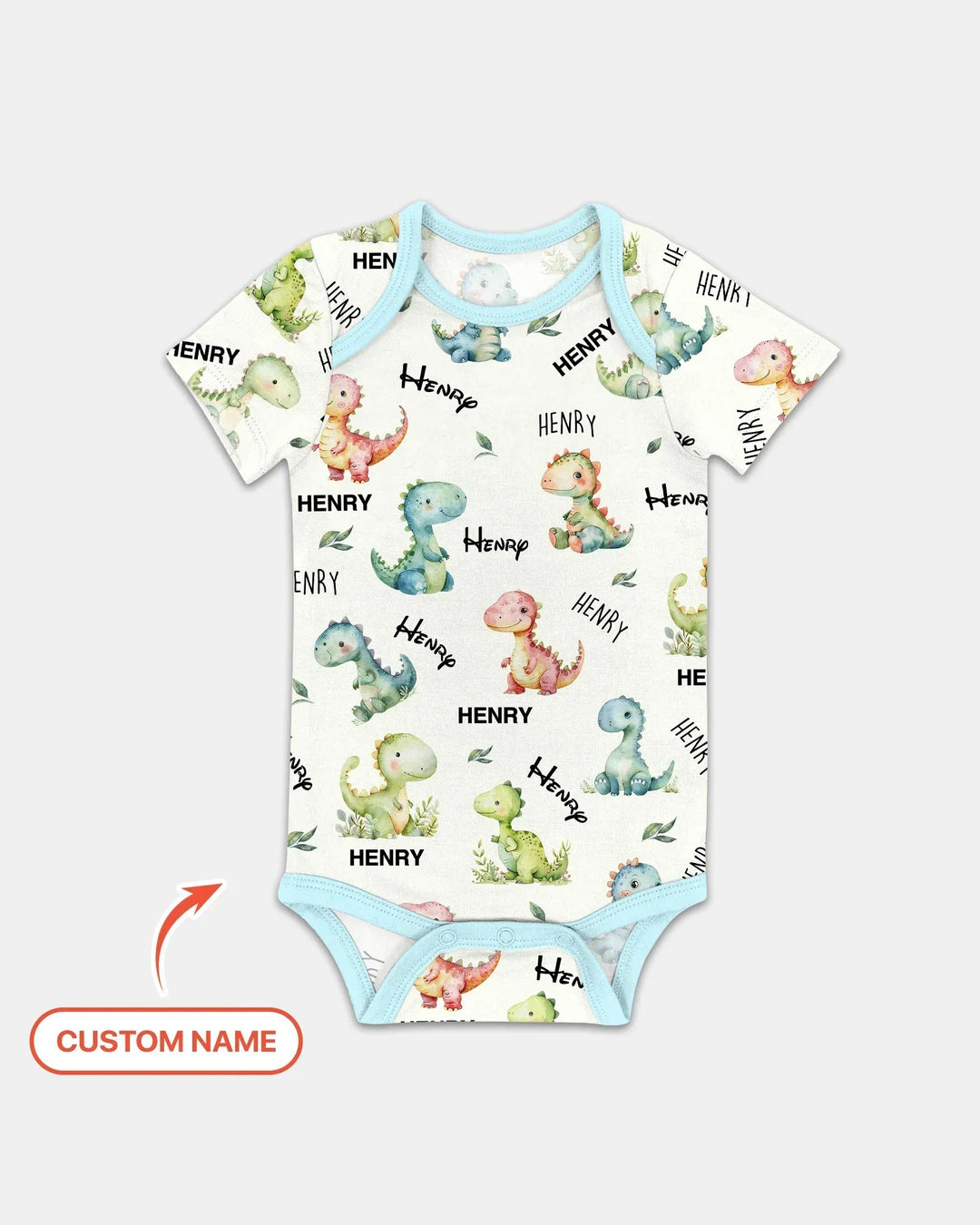 Dinosaur Custom Name Bamboo Bodysuit