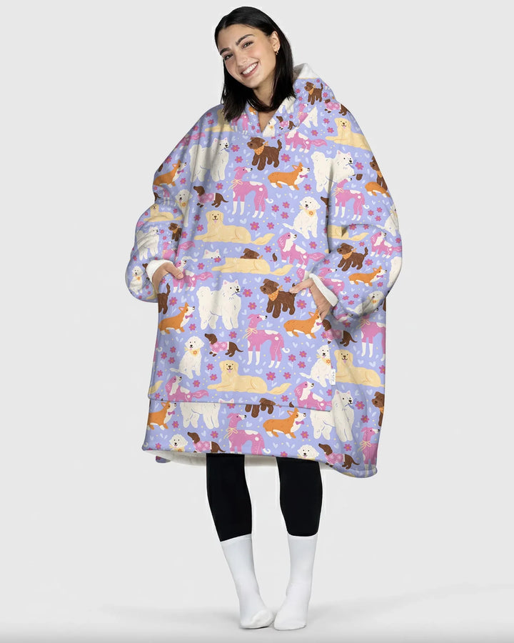 Floral Pawty Wearable Bamboo Blanket Hoodie