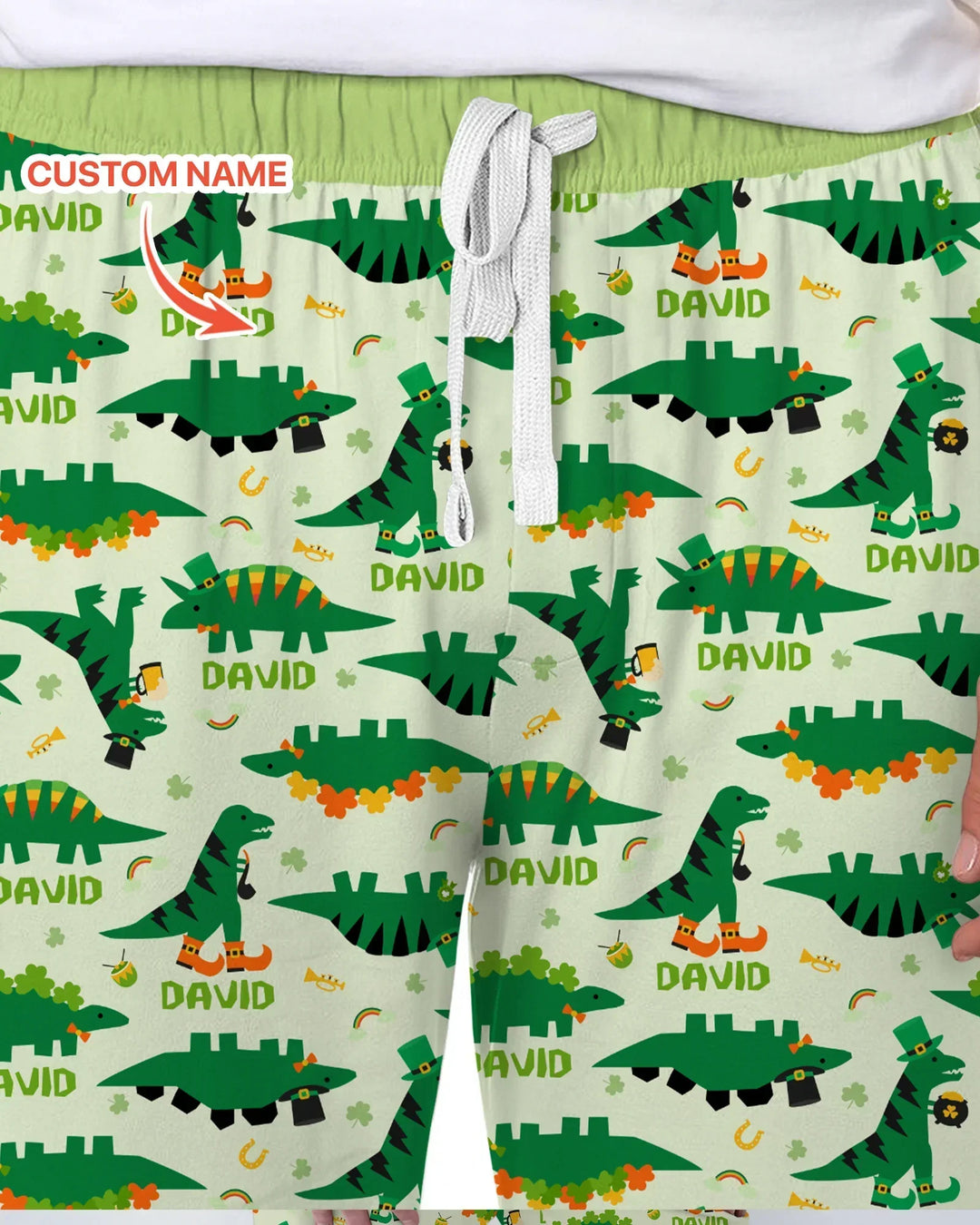 St. Patrick's Day Dinosaurs Custom Bamboo Men's Pajama Set