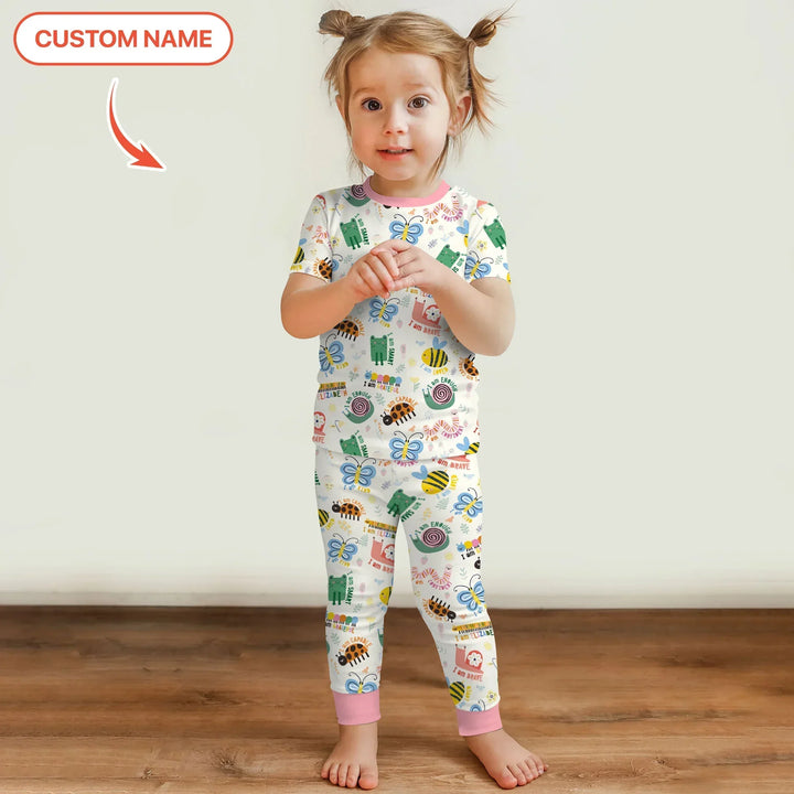 Spring Garden Custom Name Bamboo Two Piece Short Sleeve Pajama Set