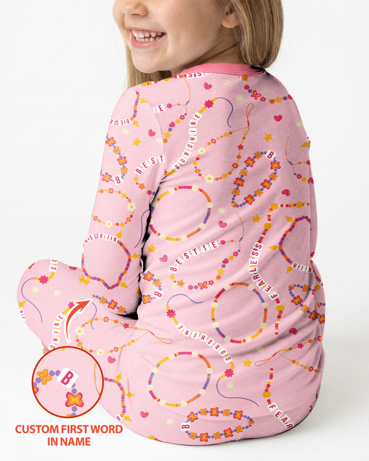 In My Friendship Bracelet Era Girls Matching  Bamboo Two Piece Long Sleeve Pajama Set