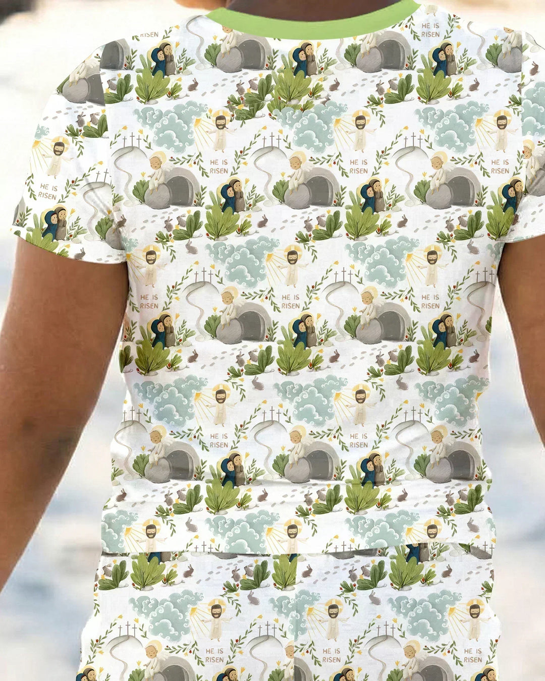 Matthew 28:1–8 He Is Risen Bamboo Two Piece Short Sleeve Pajama Set