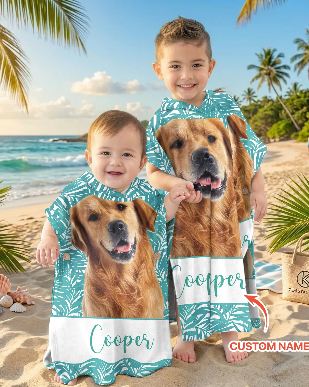 Custom Photo Print Dog Bamboo Swim Poncho