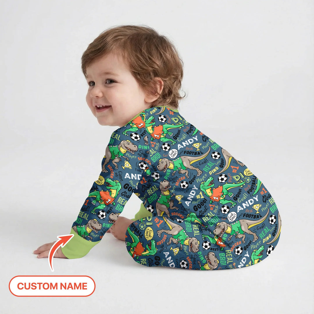 Custom Name Dino Soccer Bamboo Convertible Zippy