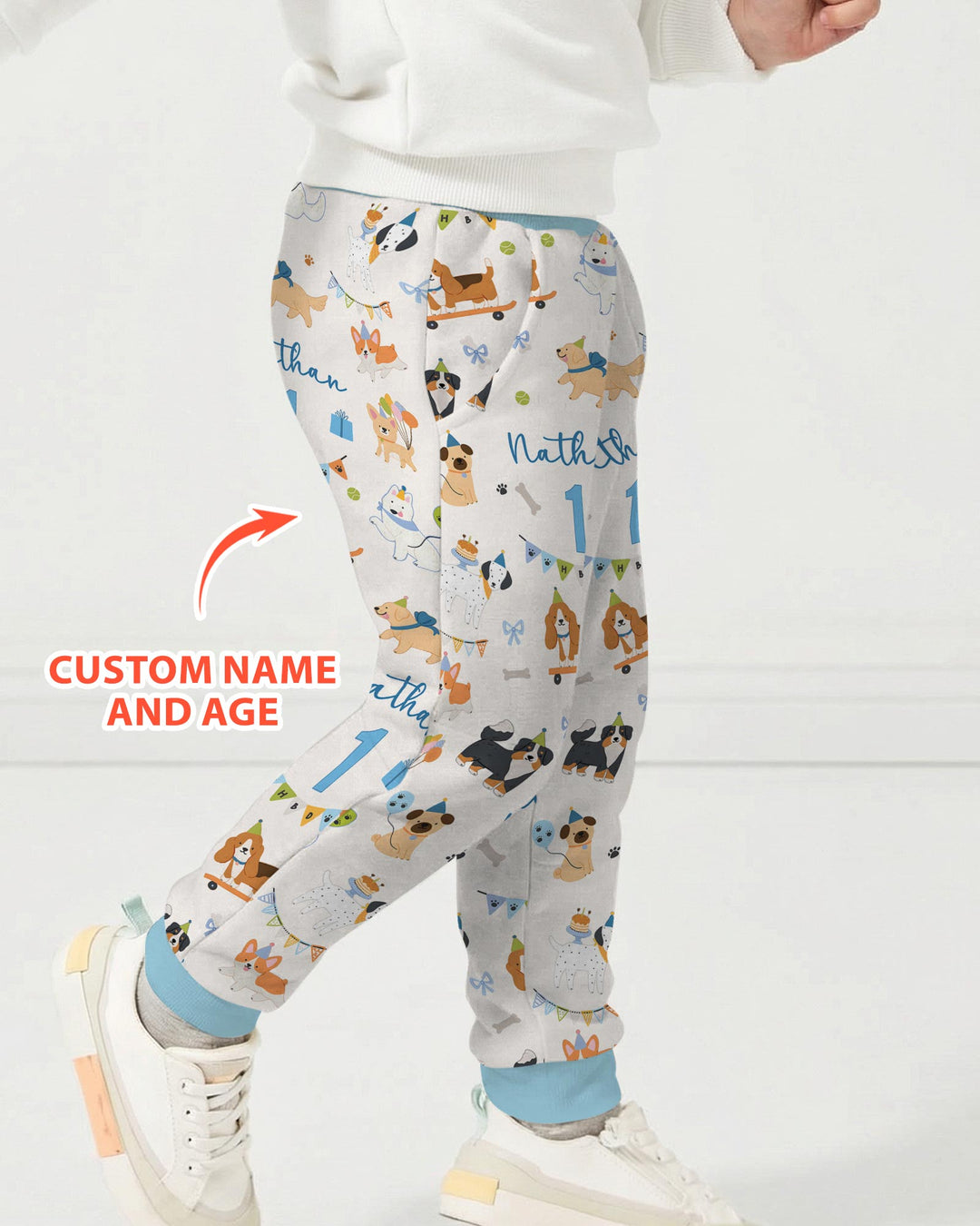 Custom Name Birthday Dogs Party Bamboo Jogger