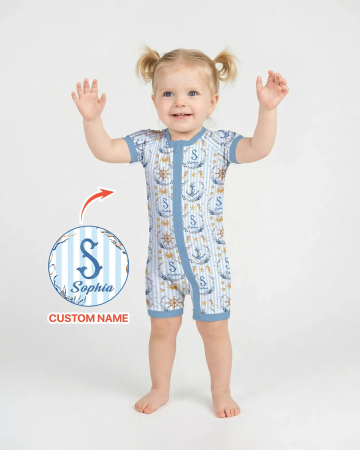 Bon Voyage Custom Name Bamboo Shorty Zippy