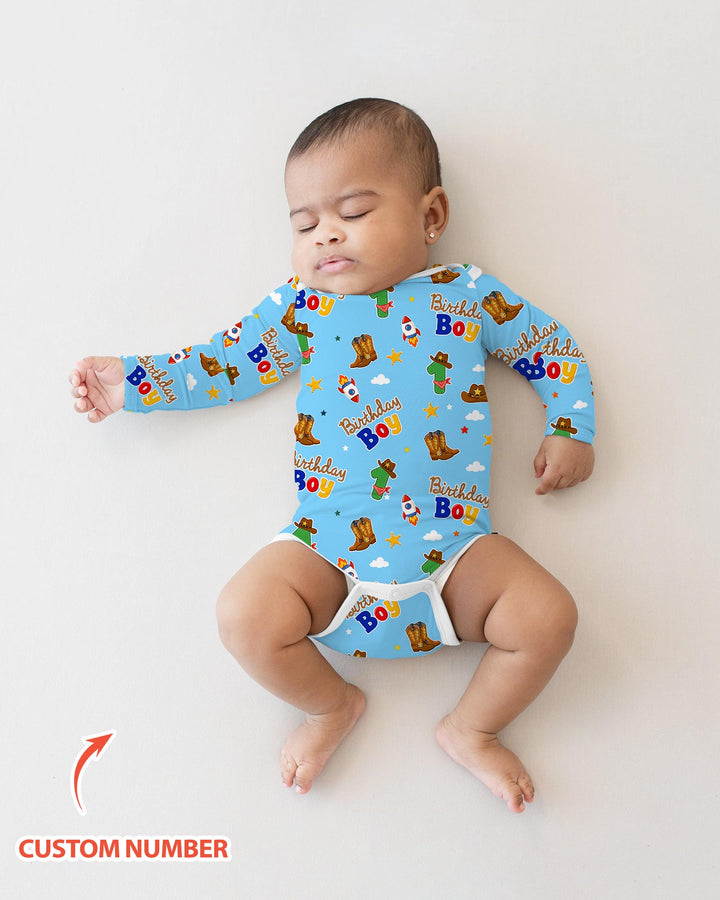 Custom Birthday Western Boy Bamboo Bodysuit