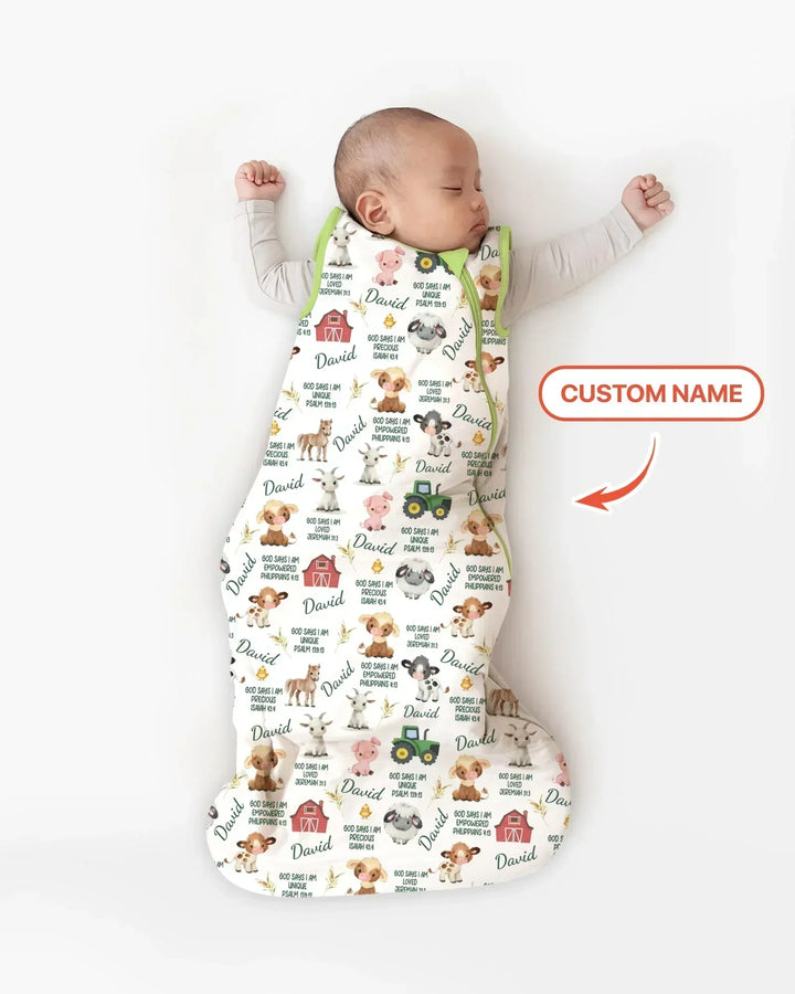 Custom Name God Says I Am Farm Animals Bamboo Sleep Bag