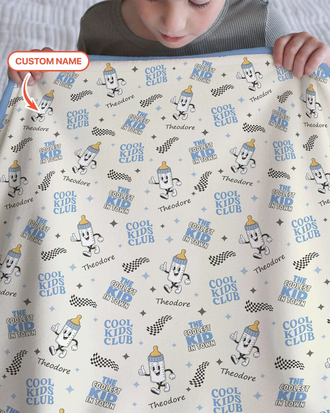 Custom Name Cool Club Daddy & Me Matching Bamboo Blanket