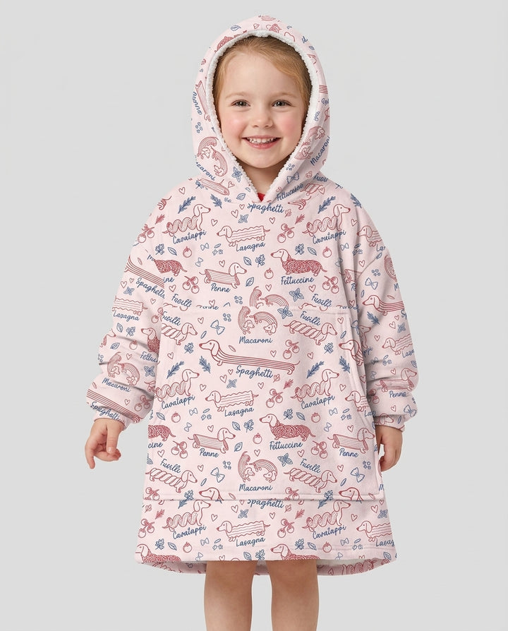 Funny Dachshund Pasta Pups Blanket Hoodie