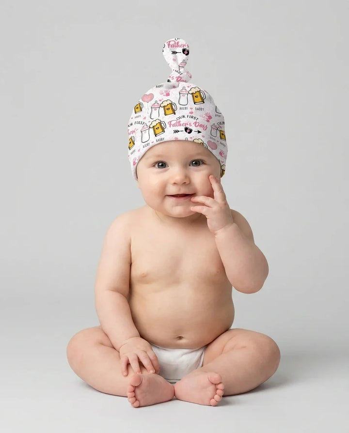 Custom Name First Father's Day Drink Bamboo Knotted Hat