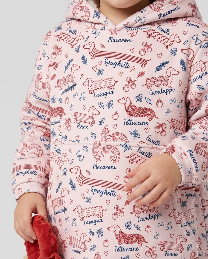 Funny Dachshund Pasta Pups Blanket Hoodie
