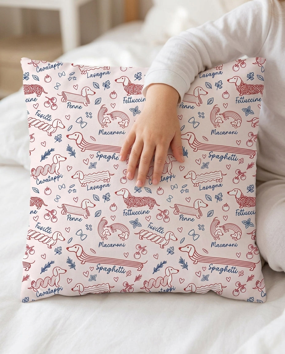 Funny Dachshund Pasta Pups Bamboo Pillow Case