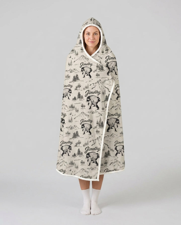 Vintage Jimothy Racoon Family Matching Bamboo Wearable Hooded Blanket