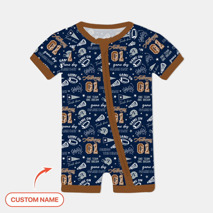 Custom Name Football Game Day Bamboo Shorty Zippy
