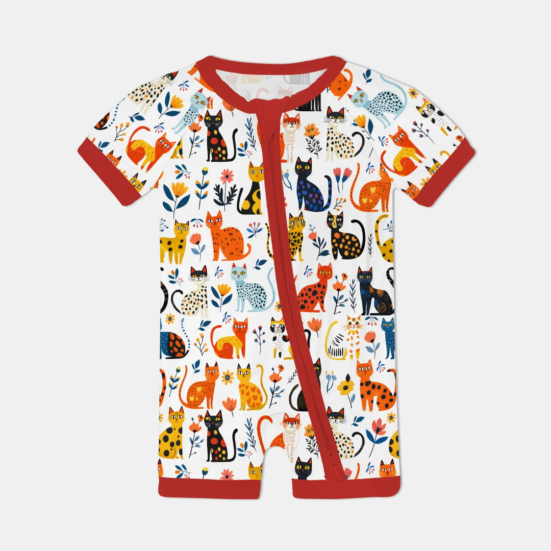 Whimsy Woodland Cats Bamboo Shorty Zippy