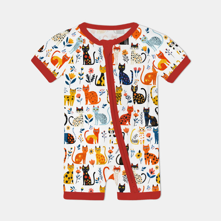 Whimsy Woodland Cats Bamboo Shorty Zippy