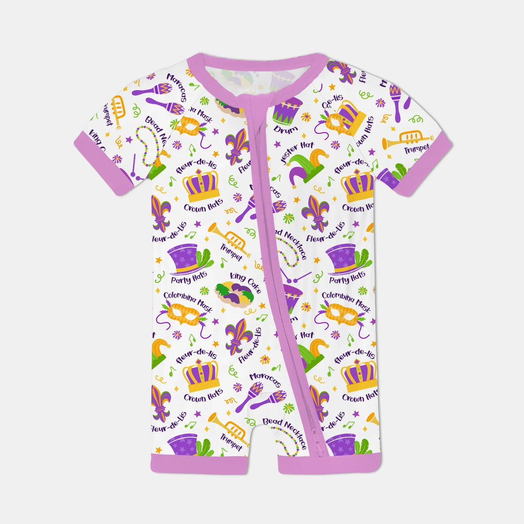 Mardi Gras Family Matching Bamboo Shorty Zippy