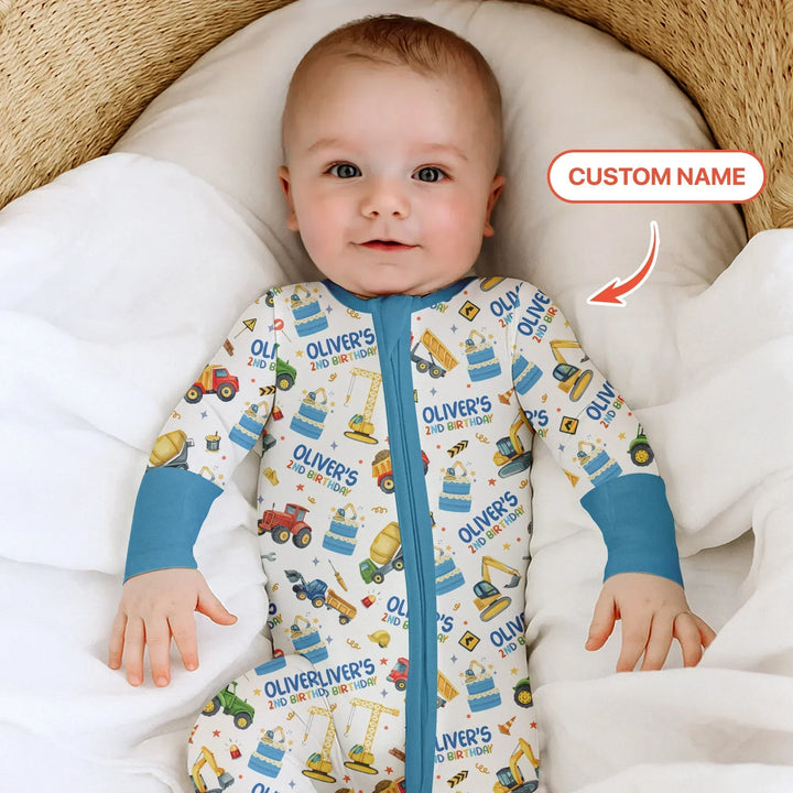 Custom Name Little Builder's Birthday Bamboo Convertible Zippy