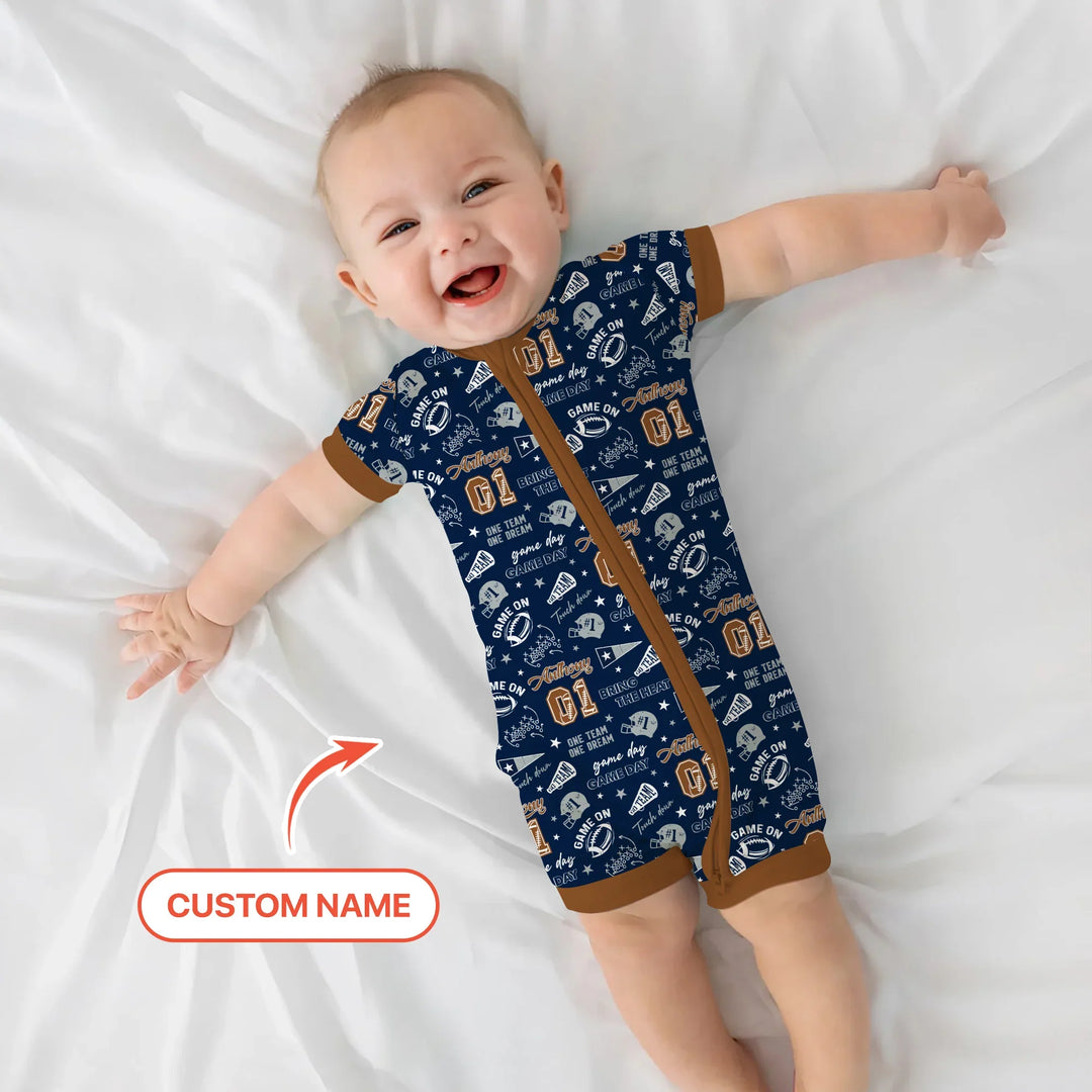 Custom Name Football Game Day Bamboo Shorty Zippy