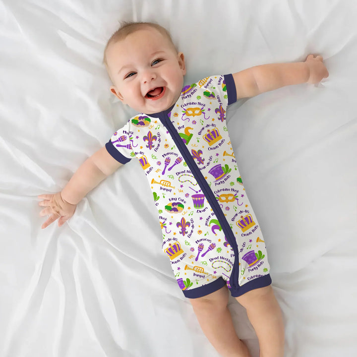 Mardi Gras Family Matching Bamboo Shorty Zippy