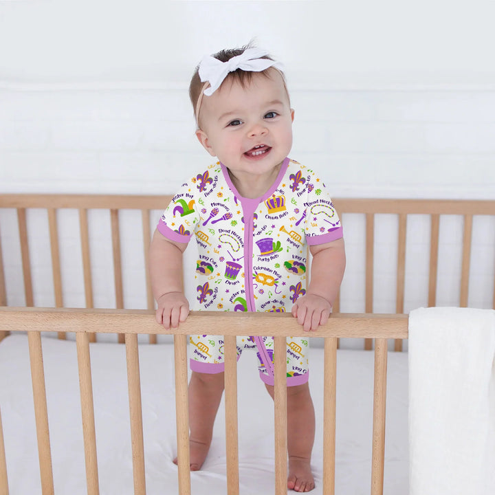 Mardi Gras Family Matching Bamboo Shorty Zippy