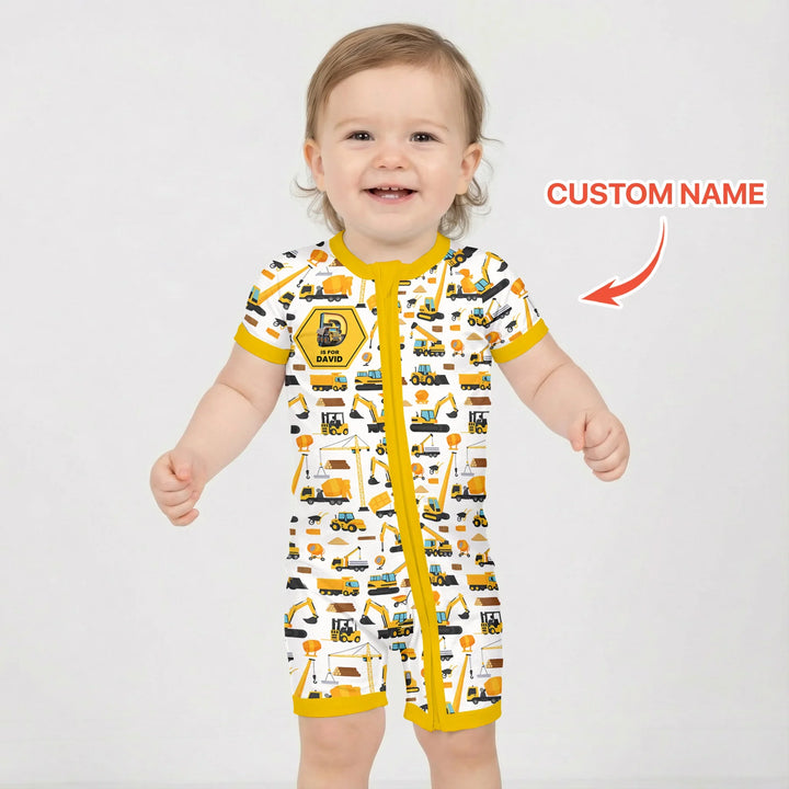 Custom Name Construction Initials Bamboo Shorty Zippy