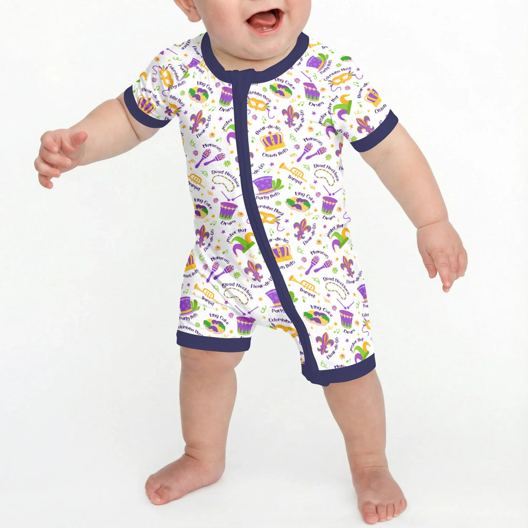 Mardi Gras Family Matching Bamboo Shorty Zippy