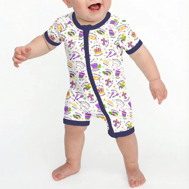 Mardi Gras Family Matching Bamboo Shorty Zippy