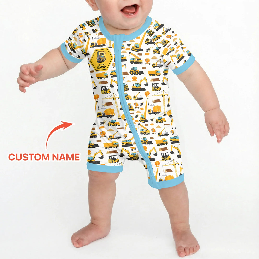 Custom Name Construction Initials Bamboo Shorty Zippy