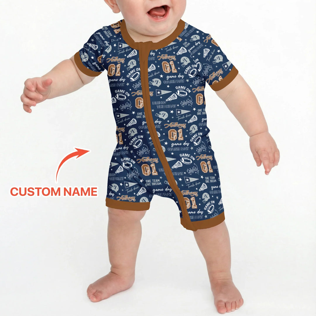 Custom Name Football Game Day Bamboo Shorty Zippy