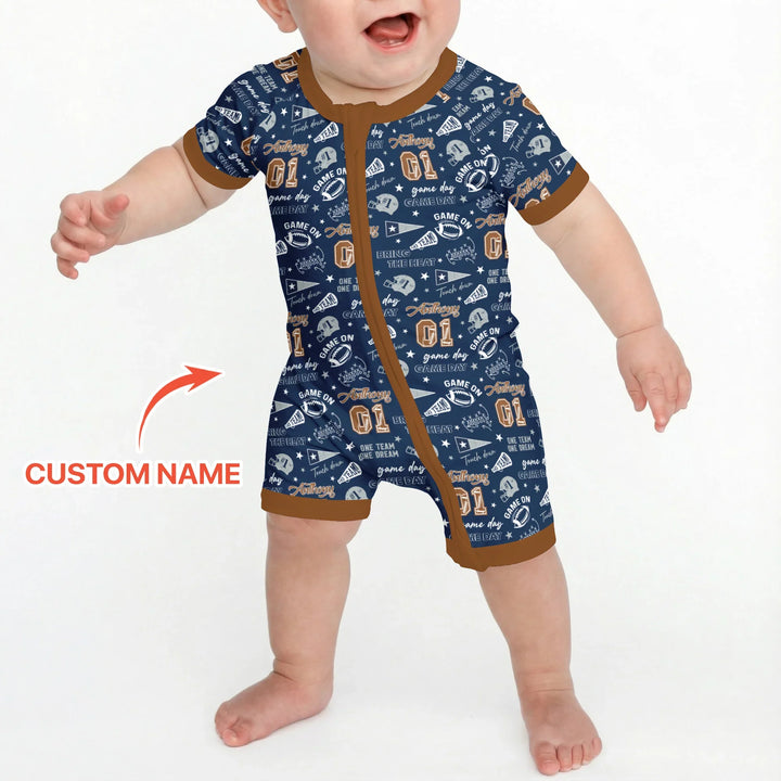 Custom Name Football Game Day Bamboo Shorty Zippy