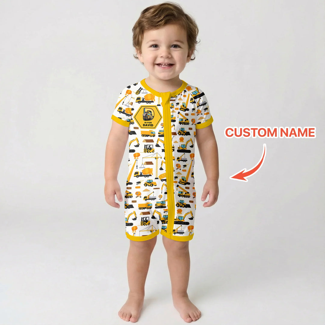 Custom Name Construction Initials Bamboo Shorty Zippy