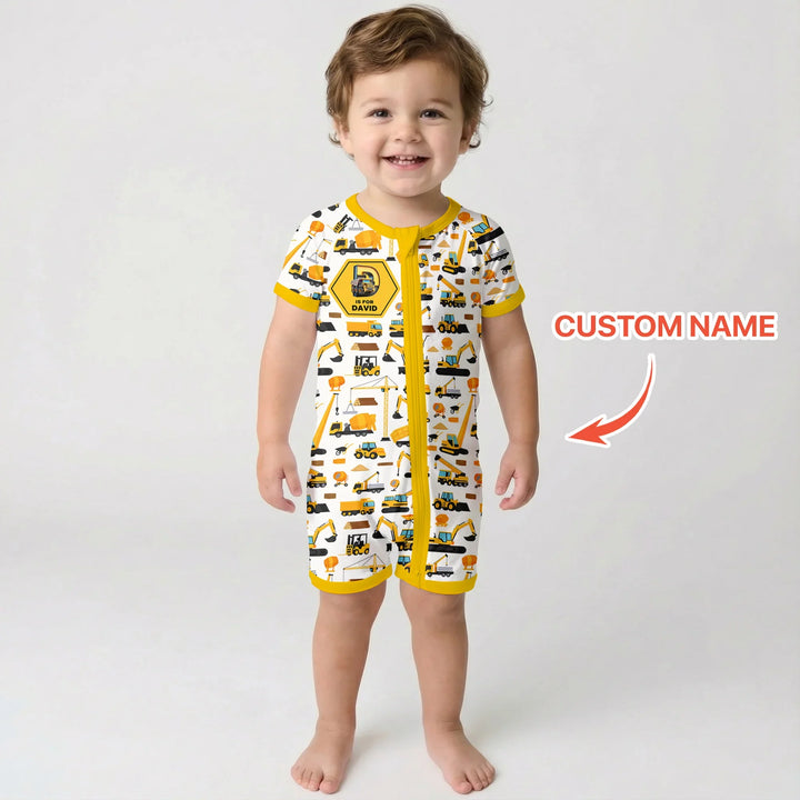 Custom Name Construction Initials Bamboo Shorty Zippy